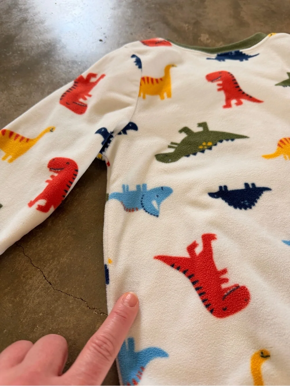 Kids Dino Footed One-Piece Pajama - White with Multicolor Dinosaurs 5T